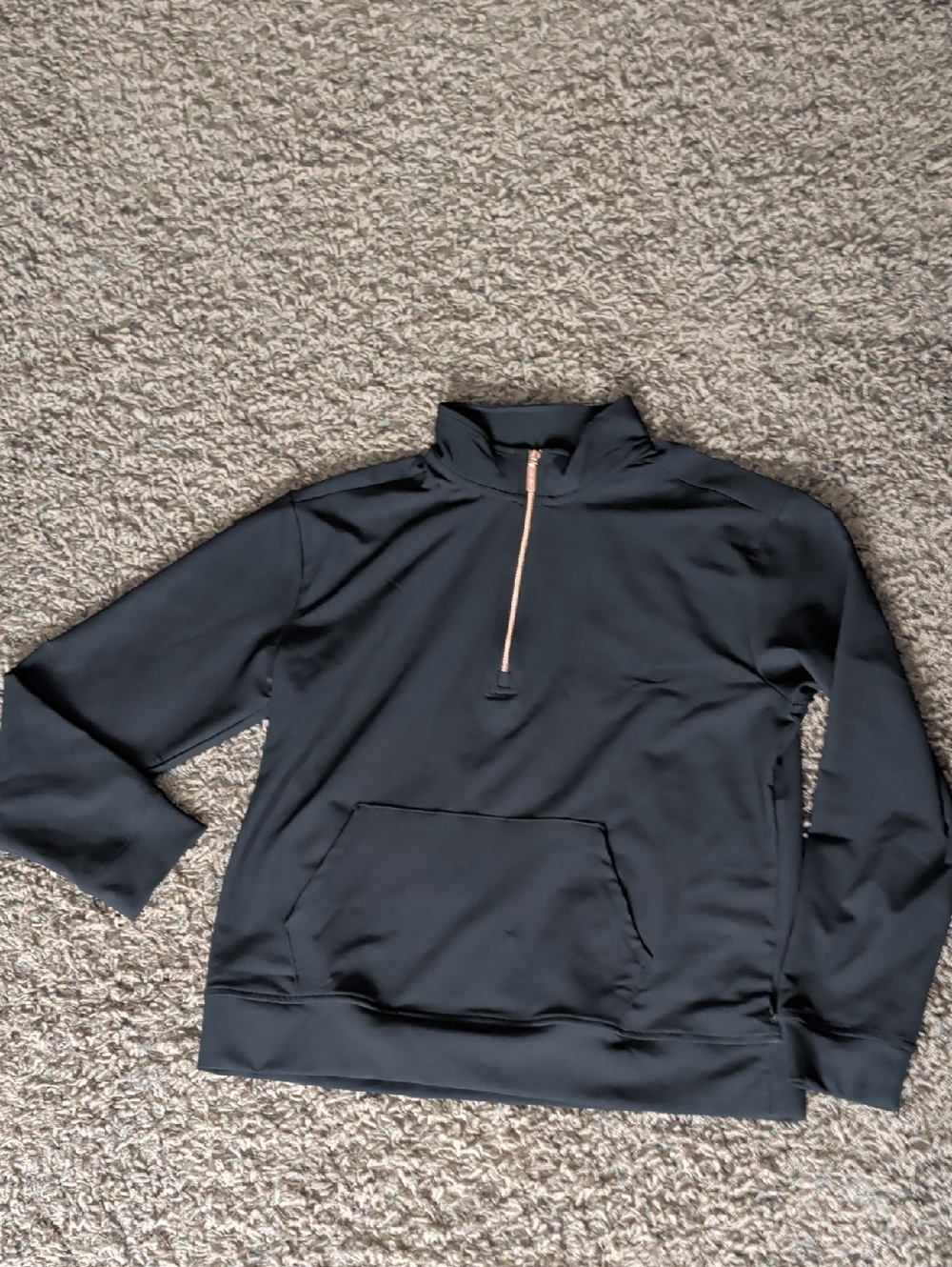 Skechers Black Quarter-Zip Pullover with Rose Gold Zip and front pocket